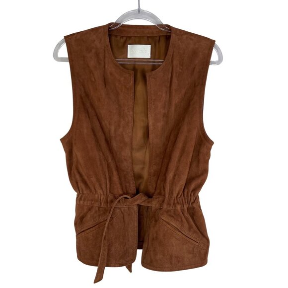 Zadig & Voltaire Gaston Suede Vest Goat Leather Brown Size Medium - Picture 1 of 10